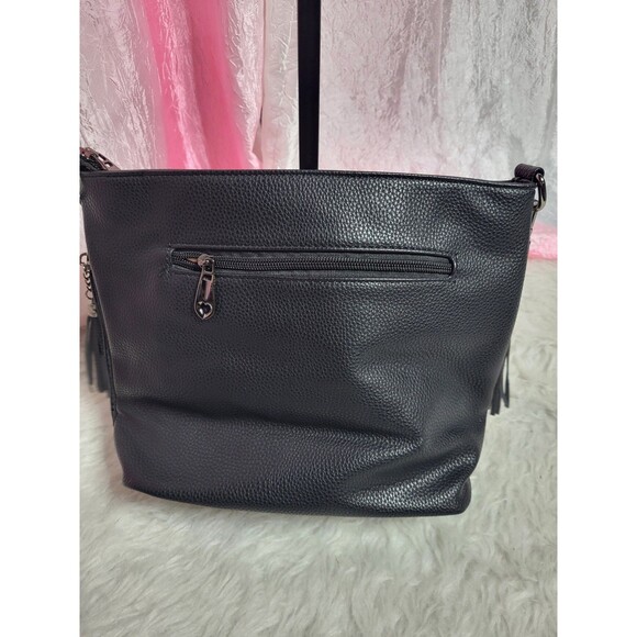 Stunning Rhinestone Embellished Leopard Black Handbag Hobo Purse 11x8x4 - Picture 4 of 8